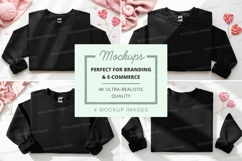 Black sweatshirt mockup on floral pink background Product Image 1