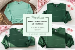 Green and mint sweatshirt mockup on floral background Product Image 1