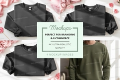 Black t-shirt mockup on floral background display Product Image 1