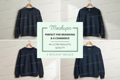 Navy blue long sleeve shirt mockup on hanger minimalist disp Product Image 1