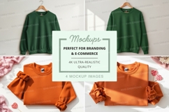 Green and orange sweater mockup on hanger with floral backgr Product Image 1