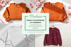 Women's sweatshirt mockup set on hanger and bed Product Image 1