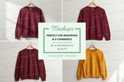 Women's long sleeve sweaters mockup on hangers minimal Product Image 1