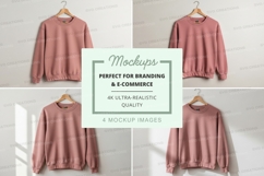 Pink knit sweater mockup on hanger minimalist display Product Image 1