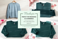 Women's sweatshirt mockup on floral bedding set Product Image 1