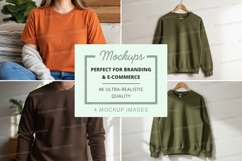 Woman wearing oversized sweater mockup on hanger display Product Image 1