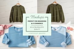 Women's sweatshirt mockup on hanger with pastel background Product Image 1