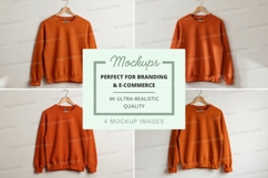 Orange knit sweater mockup on hanger minimalist display Product Image 1