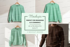Green sweater mockup on hanger minimalist display Product Image 1