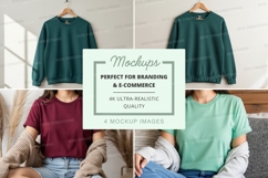 Women wearing mockup t-shirts on sofa display Product Image 1