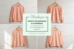 Pink oversized sweatshirt mockup on hanger minimal backgroun Product Image 1