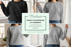 Woman mockup sweater casual pose lifestyle indoors Product Image 1