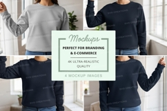 Woman long sleeve mockup neutral tones indoor lifestyle Product Image 1