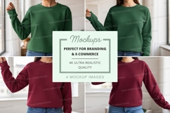 Woman mockup sweater arms raised indoor lifestyle display Product Image 1