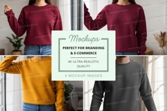 Women mockup sweater poses indoor lifestyle displaywomen, mo Product Image 1