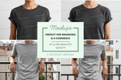 Blank black t-shirt mockup on mannequin outdoor display Product Image 1