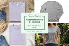 Gray t-shirt mockup on wooden hanger outdoor lifestyle Product Image 1