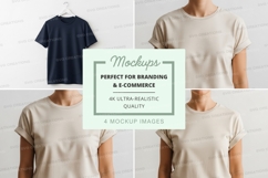 Blank t-shirt mockup on white brick wall minimal design Product Image 1