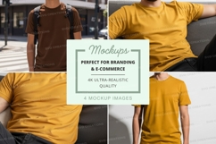 Yellow t-shirt mockup on mannequin outdoor display Product Image 1