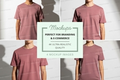 Pink t-shirt mockup on mannequin white wall shadow Product Image 1