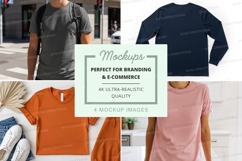 T-shirt mockup set on model and flat lay display Product Image 1