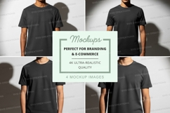 Black t-shirt mockup on white brick wall minimal design Product Image 1