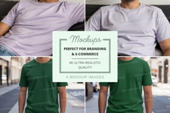 Man t-shirt mockup walking urban street casual lifestyle Product Image 1