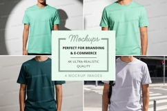 Men t-shirt mockup set on white background minimalist Product Image 1