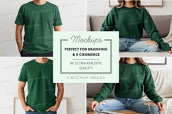 Green t-shirt mockup on woman and man lifestyle Product Image 1
