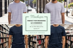Man white t-shirt mockup library urban lifestyle Product Image 1