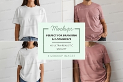 Woman t-shirt mockup white pink minimalist blank design Product Image 1