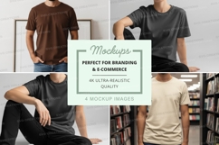 Casual man sitting mockup on wooden crates minimalist studio Product Image 1