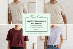 Blank t-shirt mockup on mannequin white wall display Product Image 1