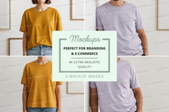 Blank t-shirt mockup set on white brick wall Product Image 1