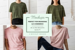 Women casual t-shirt mockup minimalist studio white Product Image 1
