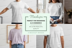 White t-shirt mockup on model minimalist studio display Product Image 1