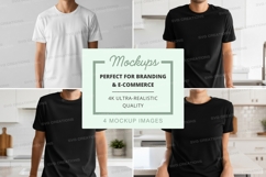 Blank t-shirt mockup on mannequin white kitchen background Product Image 1