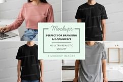 T-shirt mockup set on woman and man white background Product Image 1