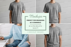 Gray t-shirt mockup front back view studio white Product Image 1