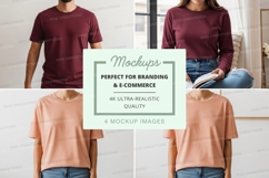 Casual clothing mockup on man and woman indoors Product Image 1