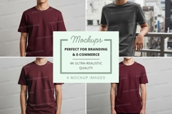 Blank t-shirt mockup on man urban casual display Product Image 1
