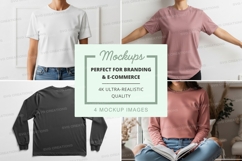 Woman t-shirt mockup casual lifestyle display white pink Product Image 1