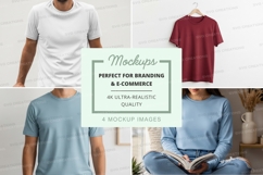 Minimalist t-shirt mockup on model and hanger white backgrou Product Image 1
