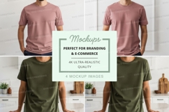 Man t-shirt mockup minimalist white background display Product Image 1