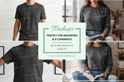 Man wearing black t-shirt mockup indoor lifestyle Product Image 1