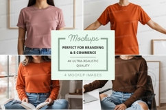 Woman t-shirt mockup casual indoor lifestyle display Product Image 1