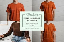 Orange t-shirt mockup on mannequin white background Product Image 1