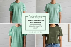 Green t-shirt mockup on mannequin white background Product Image 1
