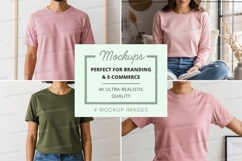 Woman t-shirt mockup casual indoor lifestyle minimalist Product Image 1