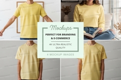 Yellow t-shirt mockup front back view minimal design Product Image 1
